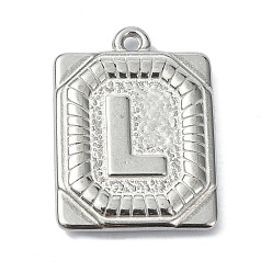 Letter L Антикоррозийные 304 подвески из нержавеющей стали, прямоугольник с подвеской в виде буквы, Письмо L, 24.5x18x3 мм, отверстие : 1.8 мм