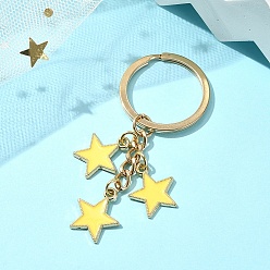 Золотистый Брелок со звездным сплавом и эмалью, с железной фурнитурой, звезда, золотые, 7 см