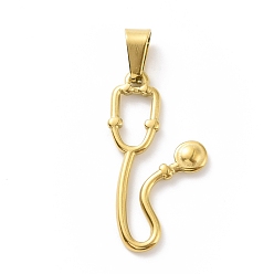 Golden PVD Vacuum Plating 304 Stainless Steel Pendants, Long-Lasting Plated, Echometer, Golden, 27x15x2mm, Hole: 4x7mm