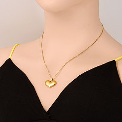 Настоящее золото 18K 304 женские ожерелья с подвесками в форме сердца из нержавеющей стали, реальный 18 k позолоченный, 17.72 дюйм (45 см)