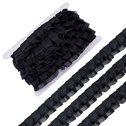 Черный 7.5 ярдов двойной полиэстеровой кружевной отделки для украшения шитья, чёрные, 1-5/8 дюйм (41 мм)