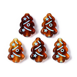 Сиена Окрашенные прозрачные акриловые бусины, Имитация янтаря, рождественская елка, цвет охры, 17x11.5x4.8 мм, отверстие : 1.4 мм, Около 819 шт / 500 г