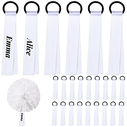 Белый 24шт. полиэстеровые помпоны для чирлидеров, этикетки, лента, Лента для именной бирки на рюкзак, коробка, ключ, букет, белые, 130 мм