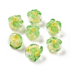 Желтый Фруктовые бусины ручной работы лэмпворк, светящийся, светится в темноте, хурма, желтые, 12~14x11~13x11~13 мм, отверстие : 1.4~1.8 мм