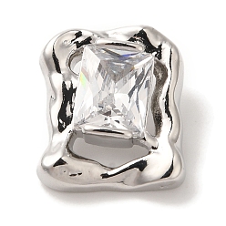 Платина Стойка металлическая латунная микропрофилированная кубическая циркония подвески, письмо амулеты, без кадмия и без свинца, долговечный, прямоугольные, платина, 20x17x9 мм, отверстие : 1.2 мм