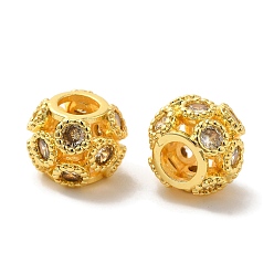 Золотой Полые кубические латунные микро-паве кубические циркониевые европейские бусины, бусины с большим отверстием, долговечный, без кадмия и без свинца, золотые, 11.5x9 мм, отверстие : 4.5 мм