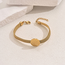 Золотой Ретро 201 браслеты для часов из нержавеющей стали, плоский круглый с украшением в виде святого Бенедикта для женщин, золотые, внутренний диаметр: 6-3/4 дюйм (17 см)