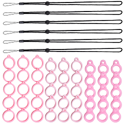 Pink 6 регулируемый ремешок на шею из полиэстера, для ручки, телефон, держатель значка, с силиконовым кулоном 3style, розовые