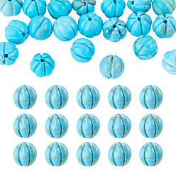 Natural Turquoise 20Pcs Natural Turquoise Beads, Pumpkin, Dyed, 8.5x7.5mm, Hole: 1.2~1.5mm