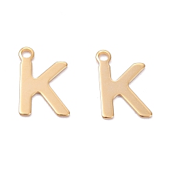 Letter K 201 прелести нержавеющей стали, алфавит, реальный 18 k позолоченный, letter.k, 12x9x0.6 мм, отверстие : 1.4 мм