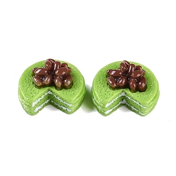 Yellow Green Opaque Resin Imitation Food Decoden Cabochons, Fruit Cake, Yellow Green, 16x20.5x10.5mm