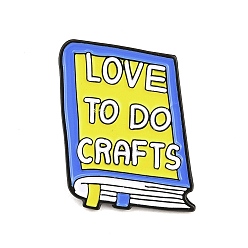 Book Забавные эмалевые булавки, черные металлические значки для лацканов, рюкзаков и одежды, желтые, люблю заниматься рукоделием (книга), 24x18 мм