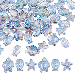 Светлый Стально-синий Наборы для самостоятельной сборки бисерных бусинок FIDH в виде черепахи и морской звезды, включая стеклянные бусины и бусины лэмпворк, светло-стальной синий, 10x14x6 мм, отверстие : 0.8 мм