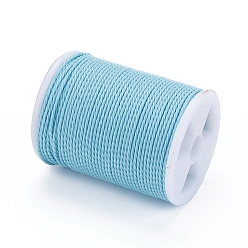 Sky Blue Round Waxed Polyester Cord, Taiwan Waxed Cord, Twisted Cord, Sky Blue, 1mm, about 12.02 yards(11m)/roll