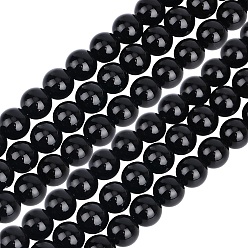 Schwarz Achat DIY Armbänder machen Kits, einschließlich Strängen aus natürlichen schwarzen Onyx-Rundperlen und elastischem Kristall-Stretchfaden, 0.7 mm