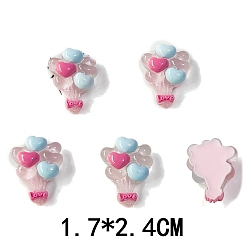 Pink Светящиеся кабошонов смолы, воздушный шар в форме сердца, светится в темноте, розовые, 24x17 мм