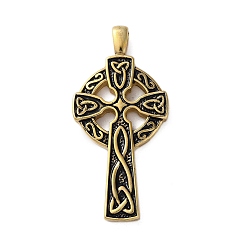 Золотой 304 нержавеющей стальной эмали подвески, крест с узлом Троицы, вакуумное покрытие pvd, золотые, 64x30x5 мм, отверстие : 6.8x3.7 мм