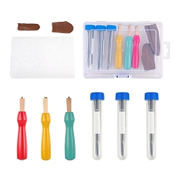 Mixed Color Needle Felting Kit, for Doll Making Tool Set, including Finger Protector, Felting Needle, Storage Box, Mixed Color, 160x115mm