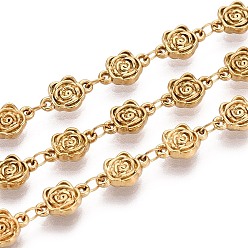 Real 18K Gold Plated & Gunmetal 5м 304 звенья цепи из нержавеющей стали с цветочным узором, пайки, с катушкой, ионное покрытие (ip), настоящее золото 18 k и бронза, 9.5x6x2 мм