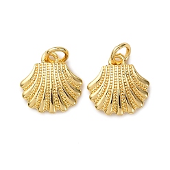 Shell Shape Латунные подвески, с целью перехода в кольце, стойки покрытие, долговечный, без свинца и без кадмия, реальный 18 k позолоченный, формы раковины, 12.5x12.5x2.5 мм, отверстие : 3.5 мм