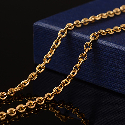 Золотой Ионное покрытие (ip) 304 текстурированные кабельные цепи из нержавеющей стали, несварные, с катушкой, золотые, 4x3x0.8 мм, около 32.8 футов (10 м) / рулон