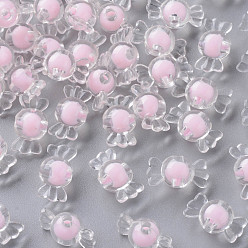 Pink Прозрачные акриловые бусины, бусина в бусине, конфеты, розовые, 9x17x8.5 мм, отверстие : 2 мм, Около 960 шт / 500 г