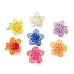 (52) Непрозрачная лаванда 7шт. подвески в виде роз из стеклянного бисера, с акриловой и медной проволокой, золотой свет, разноцветные, 25.5~26x19.5~20 мм, отверстие : 2 мм