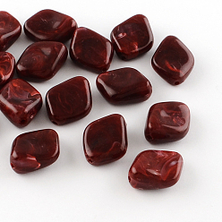 Темно-Красный Ромб имитация драгоценных камней акриловые бусины, темно-красный, 20~21x16x8.5 мм, Отверстие : 2 мм , около 310 шт / 500 г