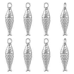 Платина 8 латунные подвески шт., с целью перехода в кольце, очарование рыбы, платина, 25.5x7x4 мм, отверстие : 3.2 мм