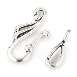 Antique Silver Tibetan Silver Hook and Eye Clasps, Lead Free and Cadmium Free, Wing, Antique Silver, Toggle: 12mm wide, 25mm long, Bar: 16mm long, hole: 3mm
