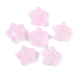 Бледно-Розовый Прозрачная аэрозольная краска стеклянные шарики, звезды с бантом, розовый жемчуг, 14x15x7 мм, отверстие : 1.2 мм