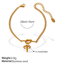 Bélier 304 Bracelets unisexes à breloques en acier inoxydable représentant douze constellations, or, Aries, 7.09 pouce (18 cm)