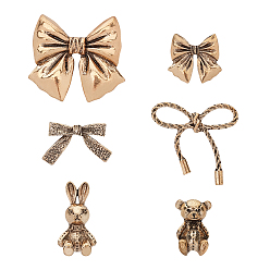 Mixed Color Alloy Cabochons, Bowknot, Cadmium Free & Lead Free, Mixed Shapes, Antique Golden, 12pcs/box