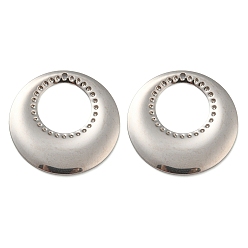 Stainless Steel Color Non-Tarnish 304 Stainless Steel Pendants, Flat Round Charm, Stainless Steel Color, 32x2.5mm, Hole: 1.4mm