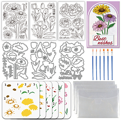 Mixed Shapes Инструменты для скрапбукинга своими руками на цветочную тематику, включая пластиковую кисть, пвх штампы, Углеродистая сталь разрезает трафареты, Пластиковый карман для счета-фактуры и трафареты для рисования с выемкой для животных, разнообразные