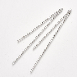 Платинированный Латунная цепочка кисточка большие подвески, с кубического циркония, прозрачные, Реальная платина, 105x4x2 мм, отверстие : 1.5 мм