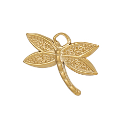 Настоящее золото 14K 304 подвески из нержавеющей стали, стрекоза прелести, ионное покрытие (ip), реальный 14 k позолоченный, 14x18 мм