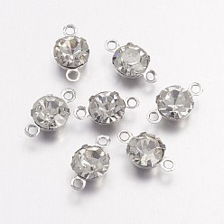 Платина Соединители латунные звенья, с Ближнего Востока горный хрусталь, прозрачные, платина, 11x6x4.5 мм, отверстие : 1 мм