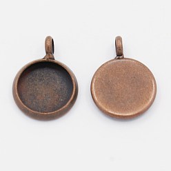 Красная Медь Сеттинги для кулона (кабошонов), латунь , чашки безель с краями, Красная медь, лоток : 10 мм, 12x2 мм, отверстие : 3 мм