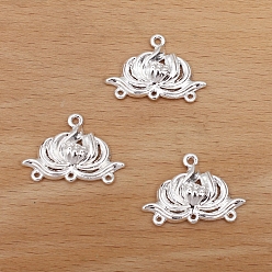 Silver Alloy Chandelier Componement Links, Lotus Flower, Silver, 17x25mm