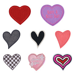 (52) Непрозрачная лаванда 8 шт. 8 стили компьютеризированная вышивка тканевые лоскуты, наклеить патч, аксессуары для костюма, аппликация, сердце, разноцветные, 51~77x44~84x1.5~2 мм, 1 шт / стиль