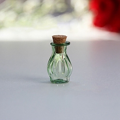 Зеленый лайм Миниатюрные стеклянные бутылки, с пробками, пустые бутылки желаний, для аксессуаров для кукольного домика, изготовление ювелирных изделий, зеленый лайм, 18x22 мм