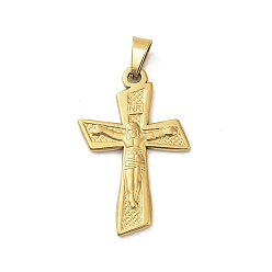 Золотой 304 подвески из нержавеющей стали, Крест с Иисусом, ионное покрытие (ip), золотые, 35x22.5x2 мм, отверстие : 6x3.5 мм