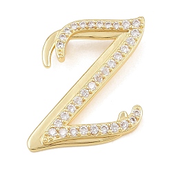 Letter Z Pendentifs en laiton zircon cubique transparent, charmes de lettre, plaqué longue durée, crémaillère plaquage, sans plomb et sans cadmium, réel 18 k plaqué or, lettre z, 25x21x6.5mm, Trou: 3mm