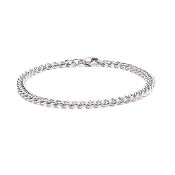 Нержавеющая Сталь Цвет Не тускнеет 304 нержавеющая сталь панцирные цепи браслет для мужчин и женщин, цвет нержавеющей стали, 7-1/2 дюйм (19 см)