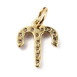 Aries Brass Micro Pave Cubic Zirconia Charms, Constellation Charm, with Jump Rings, Real 18K Gold Plated, Aries, 11.5x10x1.5mm, Hole: 3.4mm
