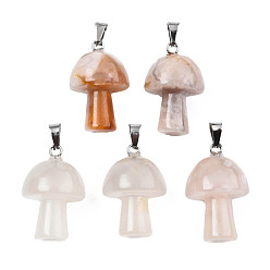 Вишневый агат Подвески из натурального вишневого цвета, с защелкой из нержавеющей стали на поручнях, грибовидный, 24~25x16 мм, отверстие : 5x3 мм