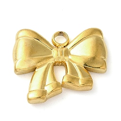 Настоящее золото 18K 304 подвески из нержавеющей стали, очарование бантом, реальный 18 k позолоченный, 12.5x15x2 мм, отверстие : 2 мм