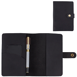 Black Cowhide Passport Cover Holder, Document Organizer, Rectangle, Black, 16.1x11x1.1cm