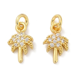 Золотой Латунные микро проложить кубического циркония подвески, Дерево прелести, с целью перехода в кольце, стойки покрытие, прочное покрытие, без кадмия и без свинца, золотые, 13x8x2.5 мм, отверстие : 3 мм